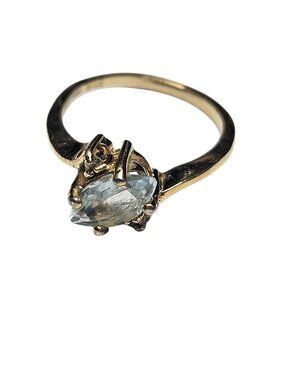 14K Gold Electroplated Plated Blue Topaz Ring Size 6